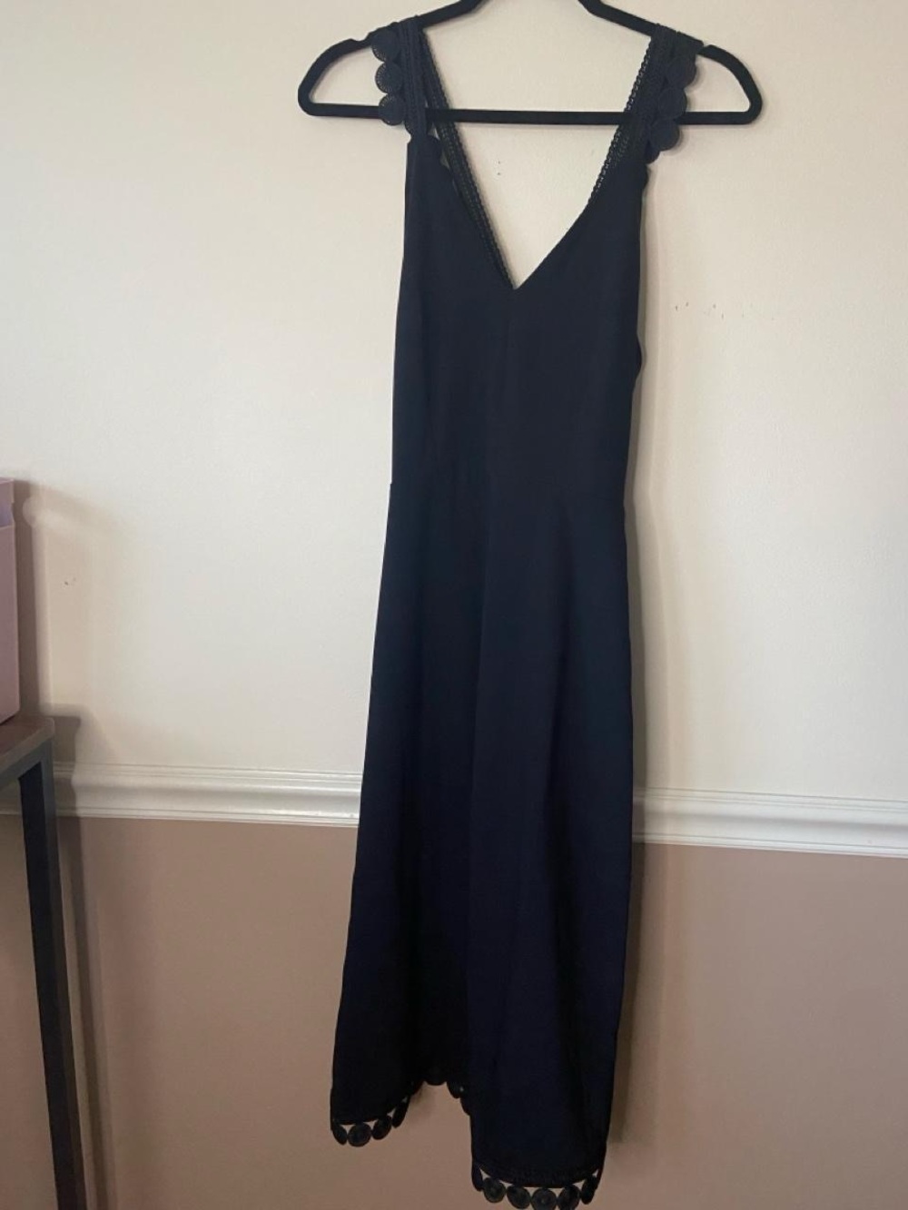 N12H Black Maxi Dress with Scalloped Strap Detail